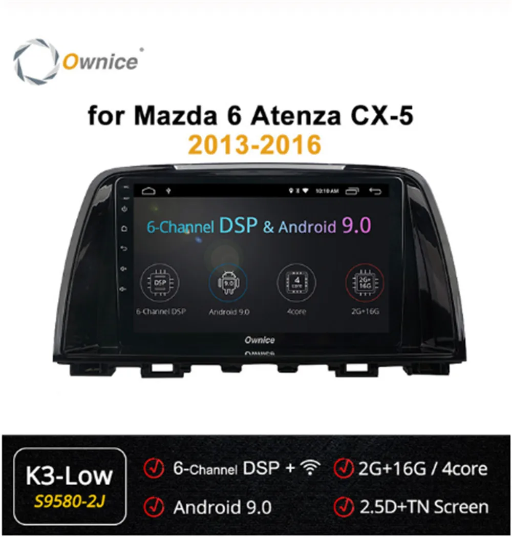 Автомобильная магнитола Ownice 9 дюймов 2 Din 4 ядра Android 0 ГБ + 16 GPS навигатор для Mazda 6 Atenza