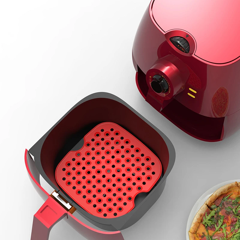 

Reusable Silicone Air Fryer Liners Perforated Non-stick Mat Steaming Baking Cooking White Pot Oil Mats Accessories Easy Clean
