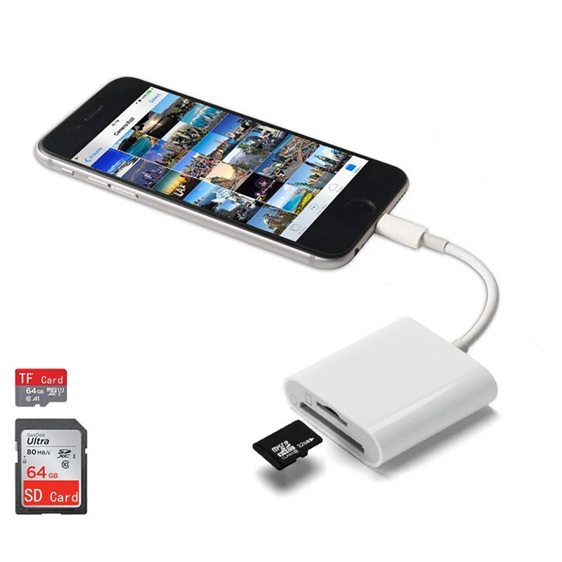 SLR Micro USB SD кард-ридер TF карта адаптер камеры для iPhone iPad OTG конверсионный комплект кабель системы освещения телефона