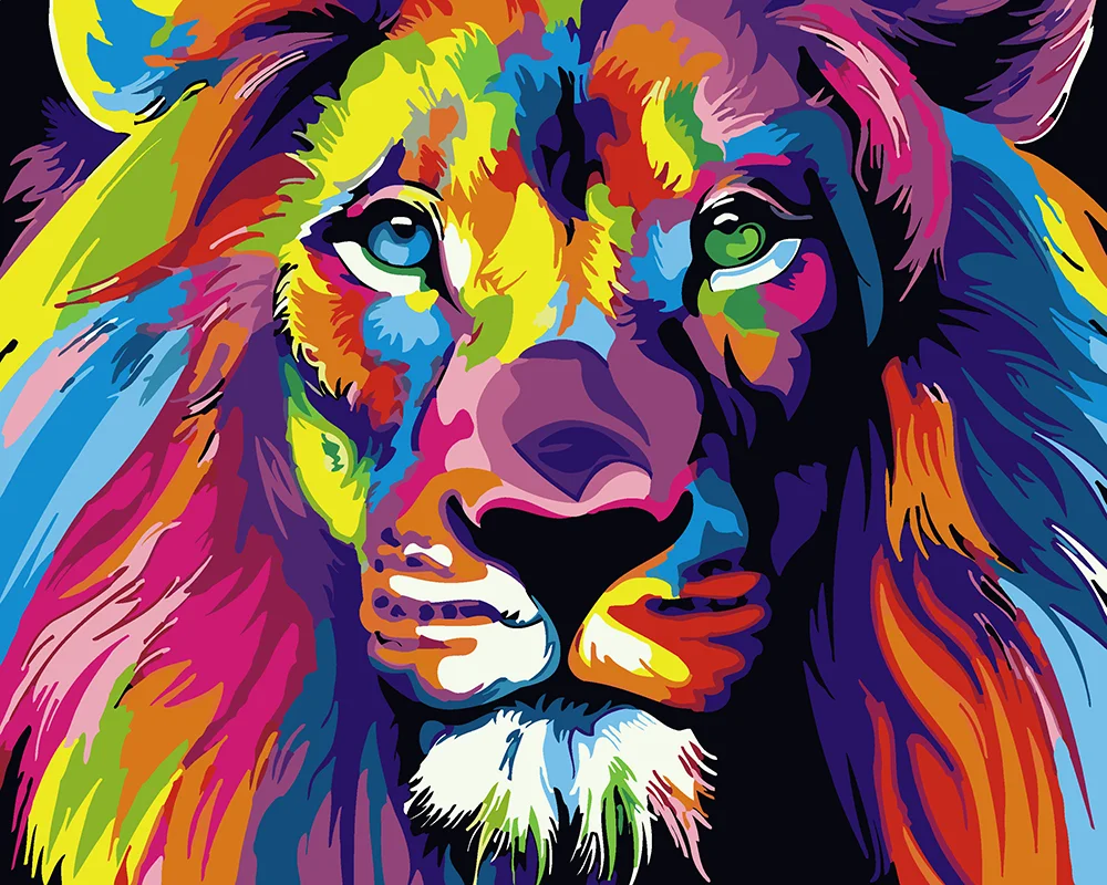 DIY цифровой набор для рисования по номерам красочные Львы Раскраска животные