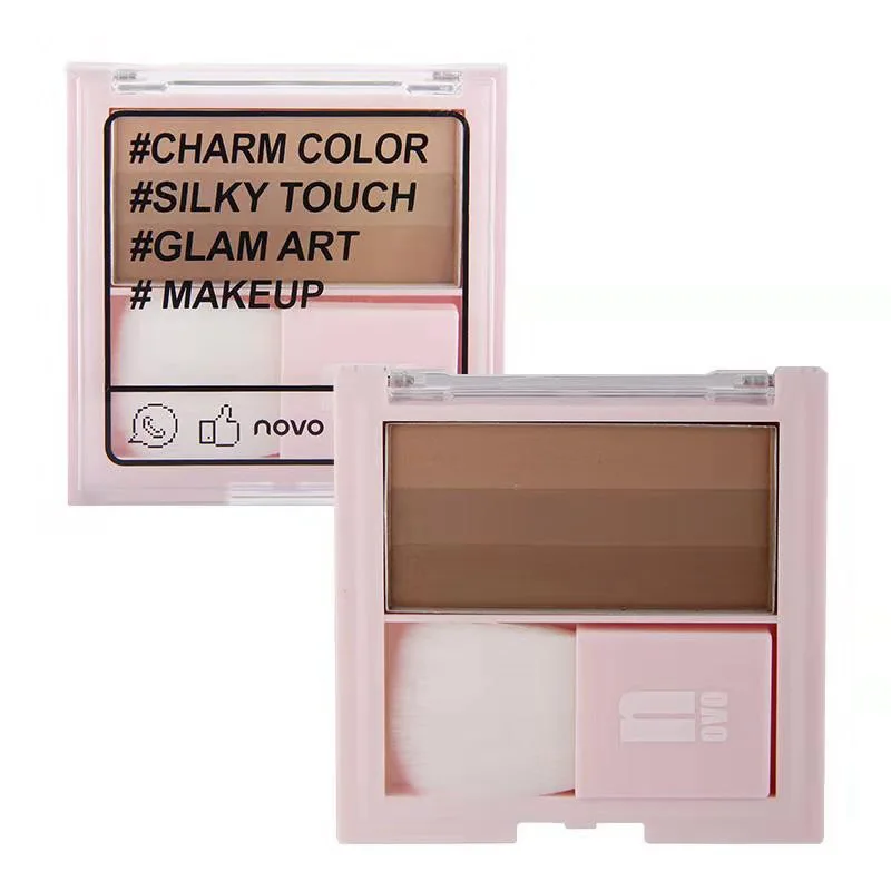 Красота глазурованная 3 цвета бронзовая палитра хайлайтер мерцающие тени для век