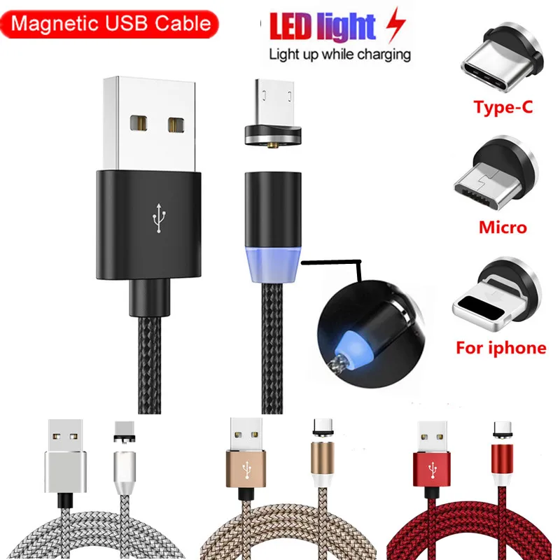 Мобильный телефон с быстрой зарядкой магнитный USB кабель светодиодный для iphone