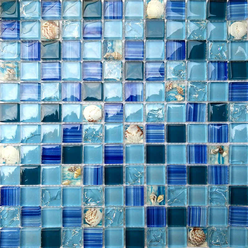 

Ручная роспись микс голубого стекла мозаика перламутровая раковина плитка Backsplash LFGT003 ванная кухня стеклянная настенная плитка