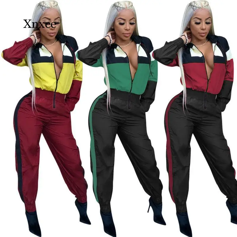 

New Striped Zipper Casual Patchwork Romper Jumpsuit Women Overalls Sport Bodysuit Sexy Spring Outfits Bodycon Clothes