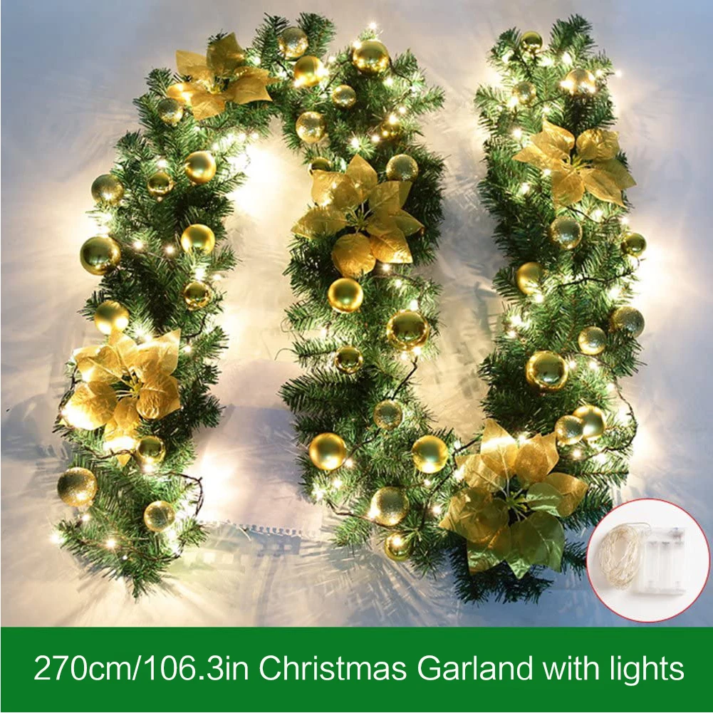 

Christmas Decorations For Home Natal Christmas Garland Xmas Garland Illuminated Fireplace Stair Wreath With LED Lights 2021