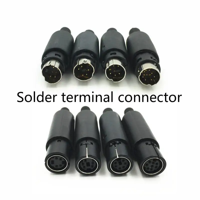 

Gold Pin Mini Din 3/4/ 5/ 6/ 7/ 8/ Pin Male Female Jack with Black Plastic Handle Plug Terminal Socket DIY Soldering Connector