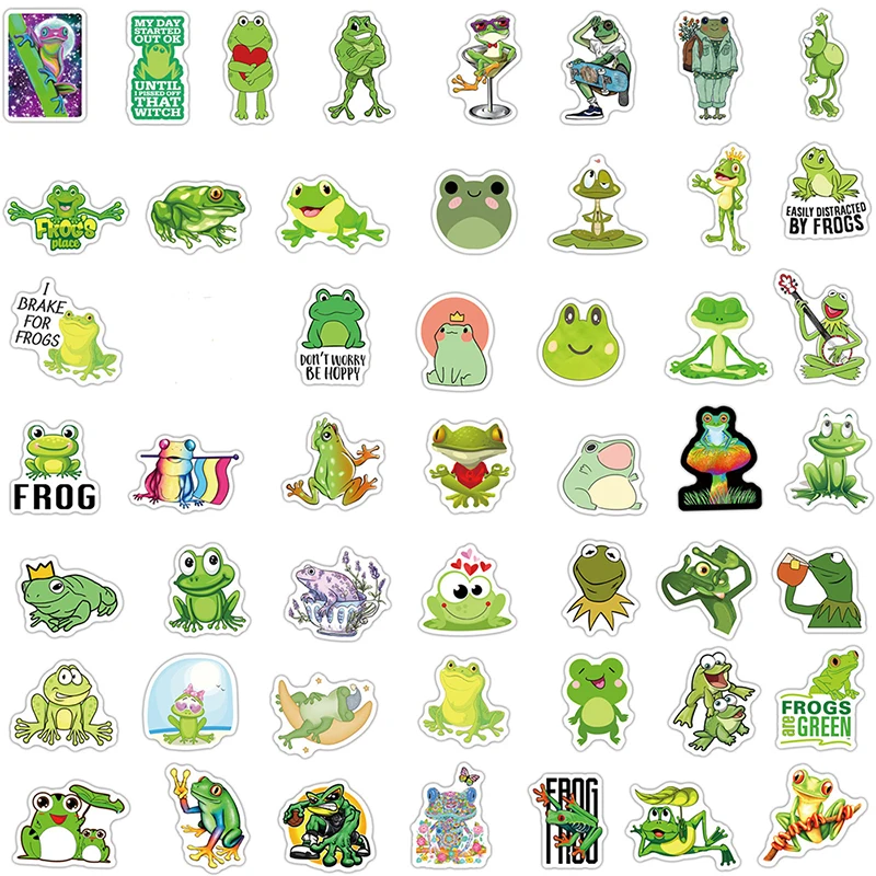 Pegatinas divertidas para garabatos de rana, juguetes a prueba de agua, para botella de agua, monopat&iacute;n, Maleta, guitarra, equipaje, port&aacute;til, regalo, 10/50 unidades por paquete-2