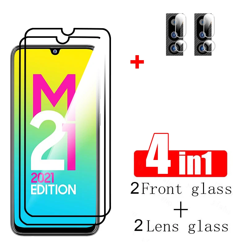 

4in1 Protective Glass For Samsung Galaxy M21 2021 Tempered Glass Protective Screen Protector Phone Film For Samsung M21 SM-M215G