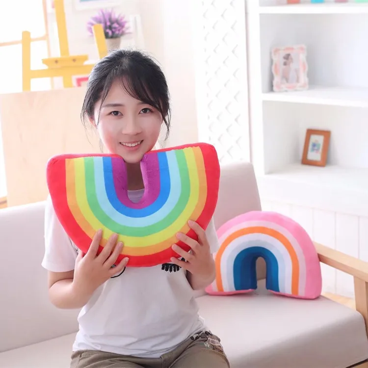 

Sweet Rainbow Pillow Cute Dolls Soft Pillow Plush Toy Creative Chair Cushion Stuffed Baby Birthday Gift Creative Room Decor