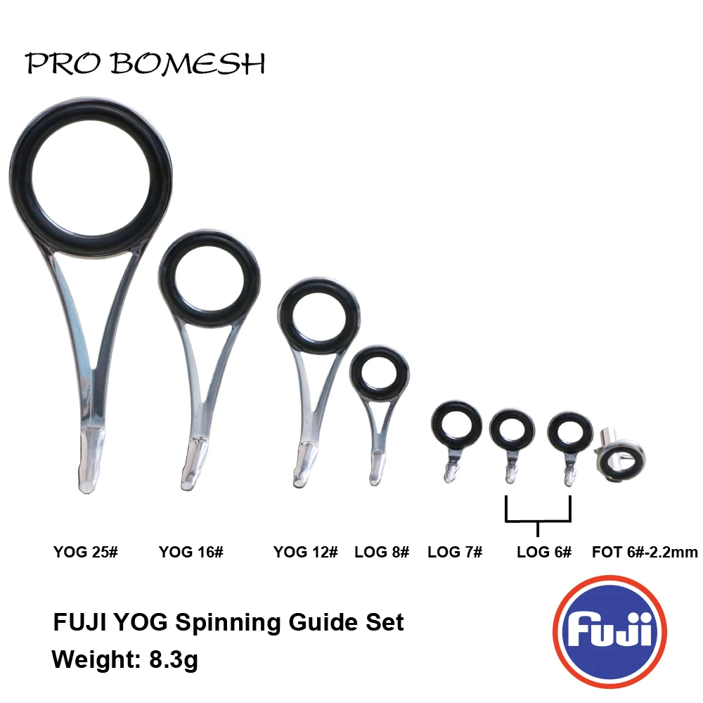 PRO BOMESH FUJI Guide и Топ 8 шт. набор YOG LOG Guide FOT Топ спиннинговая направляющая набор стержень строительный компонент ремонт Удочка DIY аксессуар