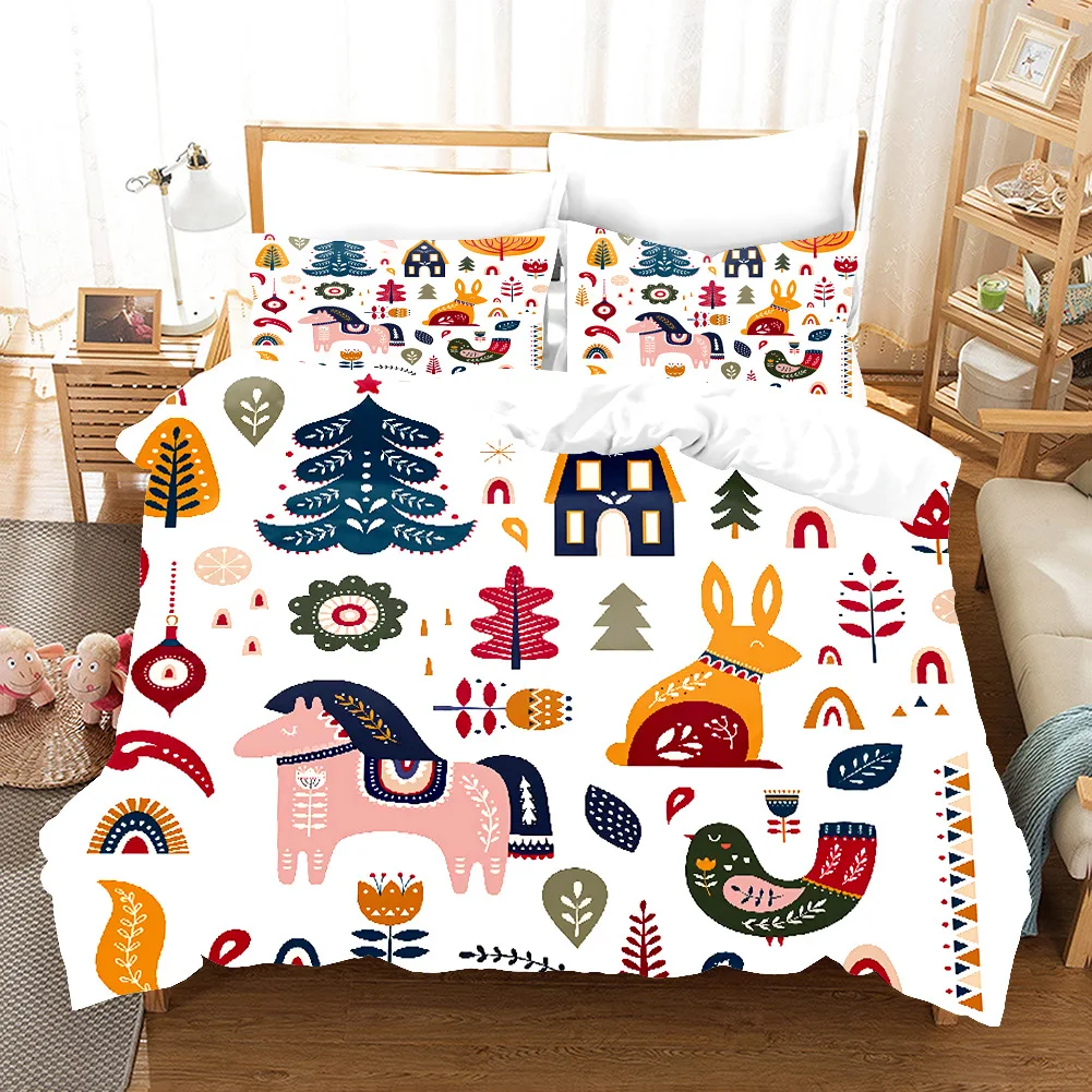 

Маленькое животное, маленький свежий трехмерный чехол для кровати, комплект из трех предметов, детская спальня, мультяшное одеяло, Чехол на ...