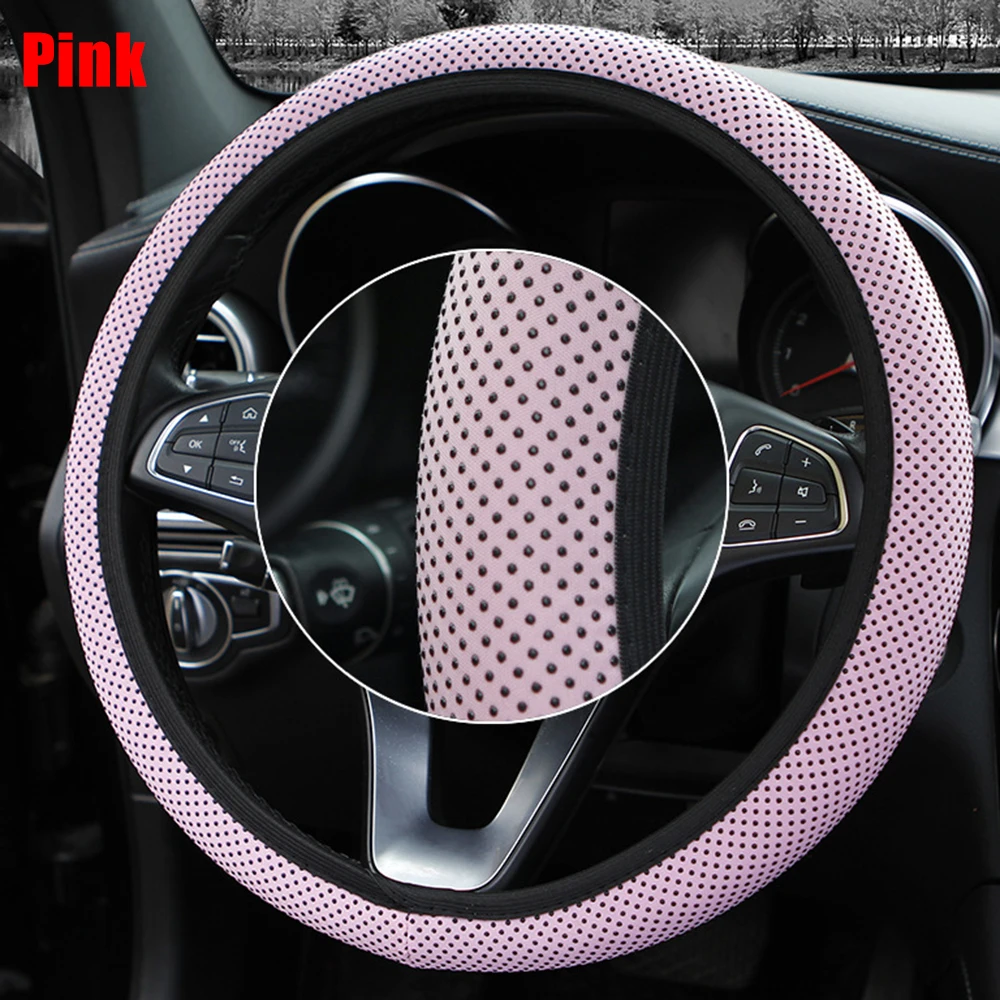 

38cm Car Decor Steering Wheel Cover Interior Parts Protector Replacement Universal Knitted fabric Car-styling Anti-Slip covers