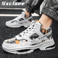 sxclaee mens casual shoes graffiti design light elastic soft non slip wear resistant mens outdoor sports shoes for adult