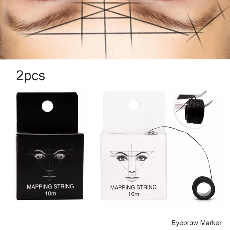 

2pcs 10m Microblading Mapping String Pre-Inked Eyebrow Marker Thread Tattoo Permanent Makeup Positioning Eyebrow Measuring Tool
