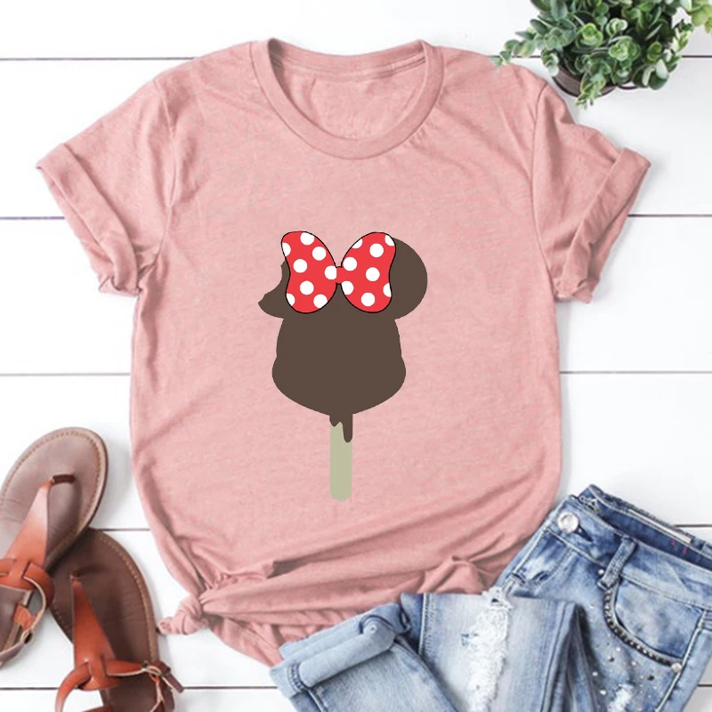 

Ice Cream Bar with Bow Graphic Tees Aesthetic Beach Style Shirts for Men Beach Vacation Clothing Vintage Couple T-shirt