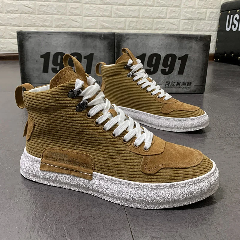 

New Men Platform High Tops Casual Flats Shoes Rock Punk Loafers Board INS Sneakers Sports Casual Shoes Zapatos Hombre