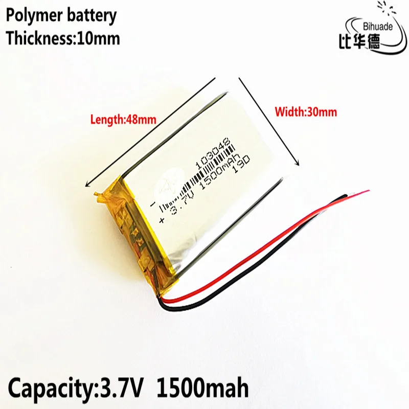 

Литиевая батарея хорошего качества 3,7 V, 1500mAH 103048 полимерный литий-ионный/литий-ионный аккумулятор для планшетных ПК банк, gps, mp3, mp4