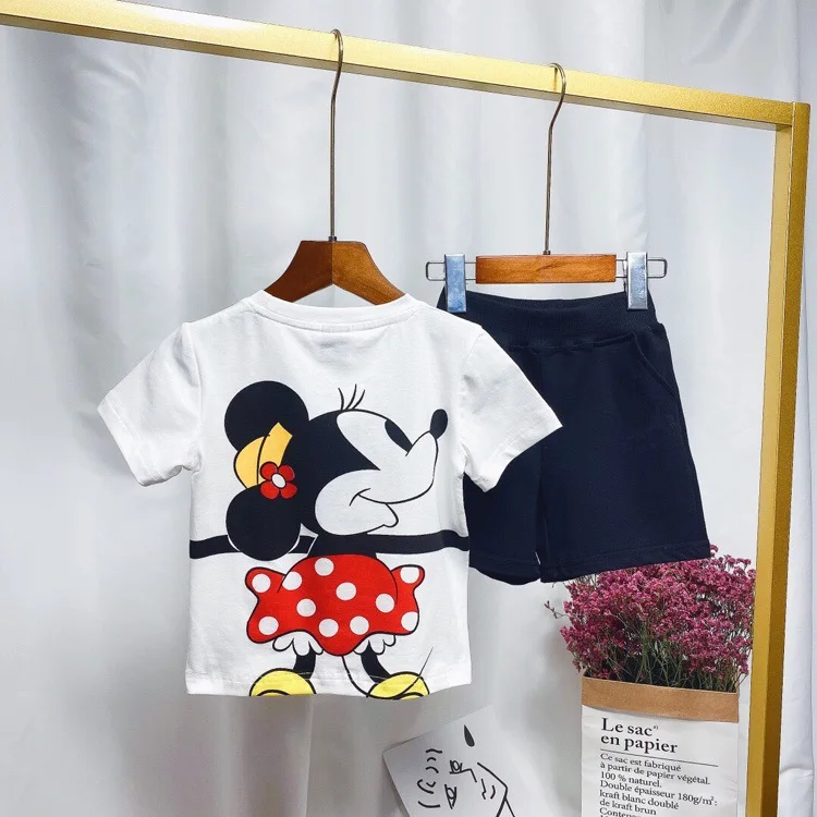 Новинка летняя детская одежда с Микки Маусом для мальчиков и девочек