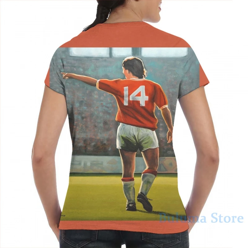 Мужская и женская футболка с принтом Johan Cruyff оранжевый Je nr 14 модная коротким