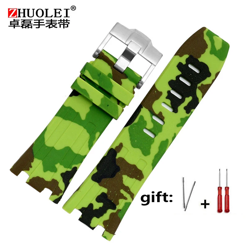 Camo green Высоко Качественный силиконовый браслет для AP ремешки для часов мужские водонепроницаемые браслет 28 мм с пряжкой из нержавеющей стали - Цвет ремешка: Camo green
