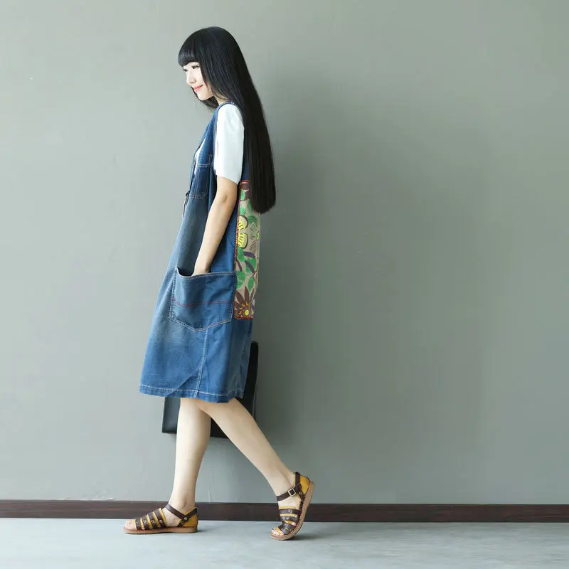 

The spring and autumn period and the new knitting garment printing do old cowboy vest vest pocket skirts vest women casual