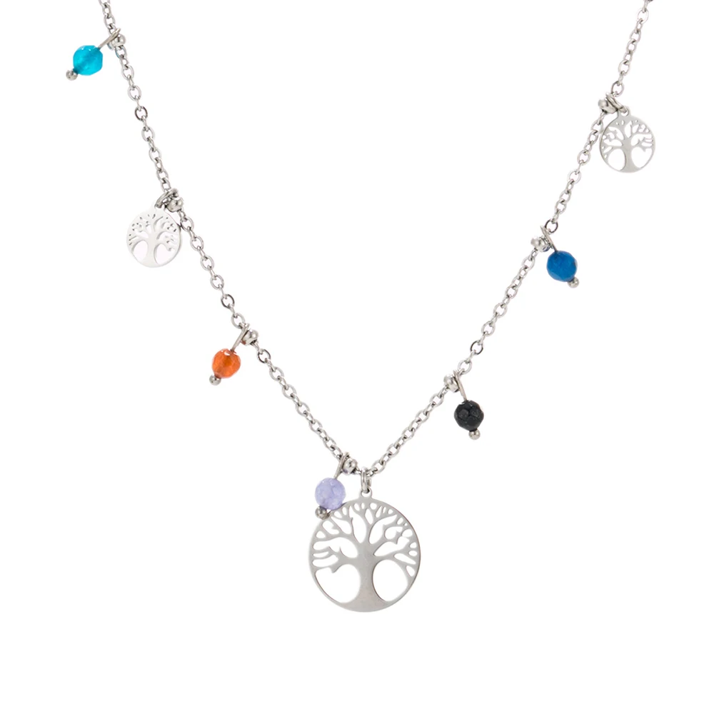 Ожерелье чокер из нержавеющей стали с цветными бусинами для женщин ожерелье