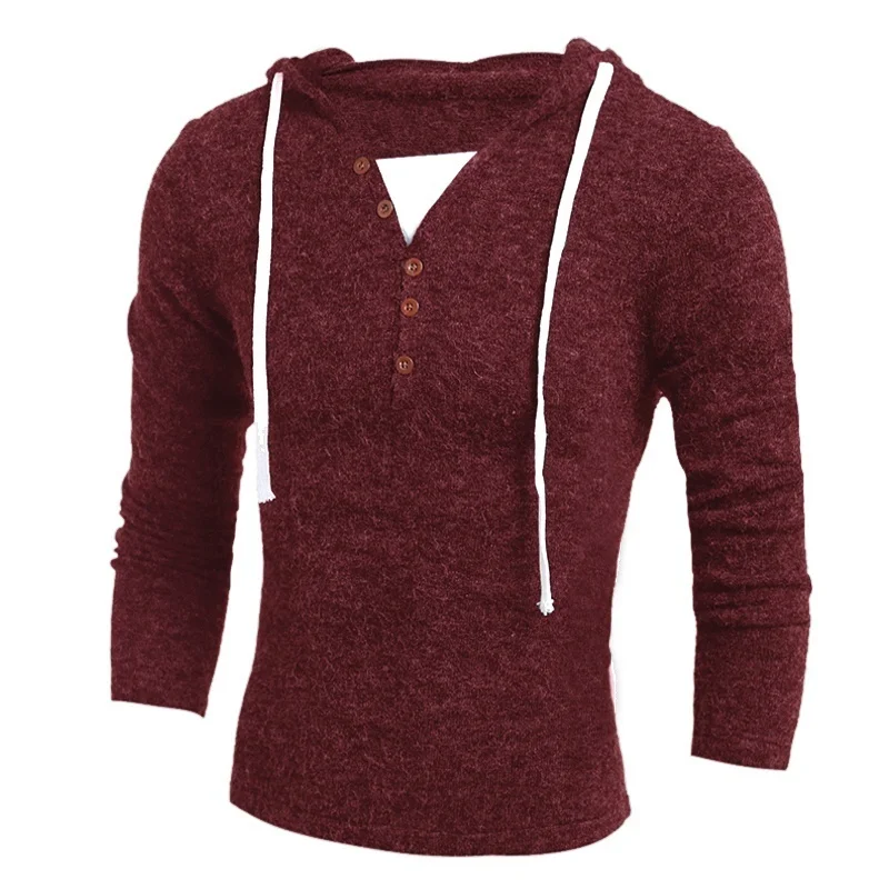 

Brand New Men's Sweaters Fashion Design Plain Knitted Cardigan with a Hood Men Clothing Pullover Narrow J910