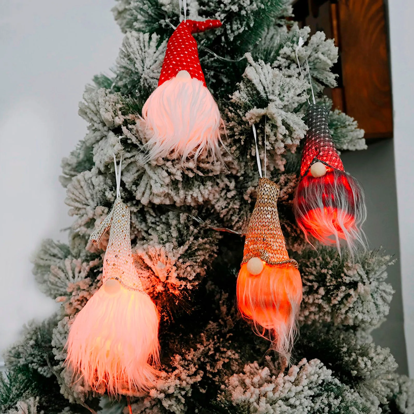 

Christmas Ornaments with Lights Glowing Faceless Old Man Rudolph Doll Dwarf Goblin doll Xmas navidad Celebration Decoration
