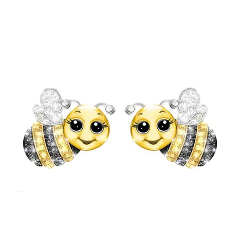 

New fashion cute little bee two-tone earrings women romantic Valentine's Day temperament banquet accessories charm jewelry gifts