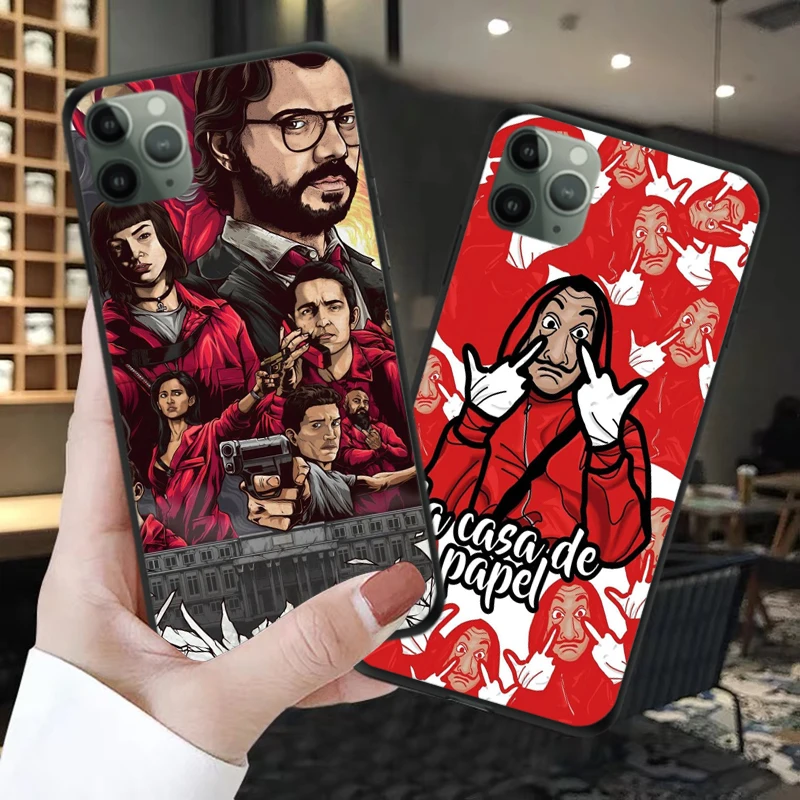 

Spain TV Show Paper La Casa De Papel Money Heist Case For iPhone XR XS MAX SE 2020 6 7 8 Plus 11 12 Pro Cartoon Silica gel Cover