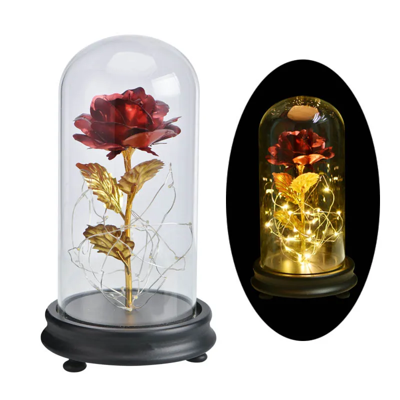 

Beauty And The Beast Rose LED Enchanted Galaxy Rose Eternal Flower Lights In Dome For Christmas Mother's Valentine's Day Gift