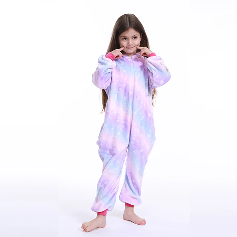 Fish scale unicorn Кигуруми ; пижамы с животными для детей; фланелевые пижамы для маленьких мальчиков и девочек с рисунком динозавра, медведя, кота, Человека-паука; детские пижамы - Цвет: Fish scale unicorn