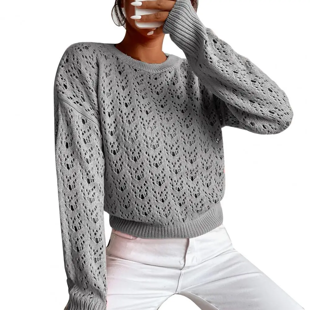 

Женский трикотажный свитер, однотонный, с круглым вырезом и длинными рукавами, свободный, Повседневный, Осень-зима 2021