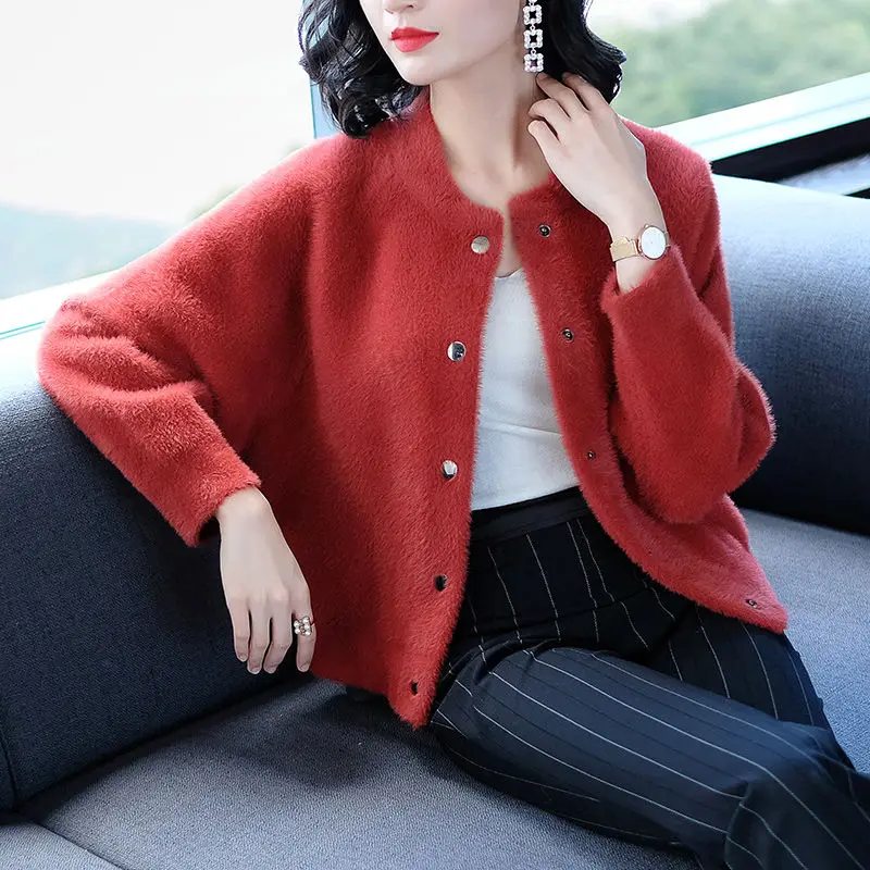 Зима 2021 Женское пальто-кардиган элегантная кашемировая куртка женский меховой