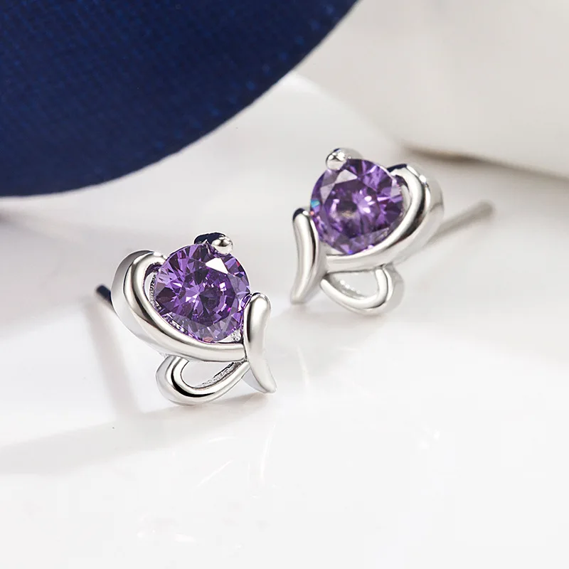 

New Luxury Silver Earrings studs Wedding Bridal Accessories Shining Zircon Elegant Women 925 Silver Jewelry Fashion Accessories