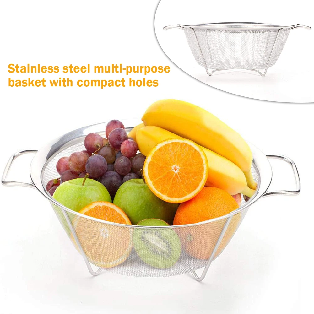 

Сетчатый фильтр из нержавеющей стали с ручками и основанием для отдыха для кухни, для жарки на пару, дренажа и фильтрации