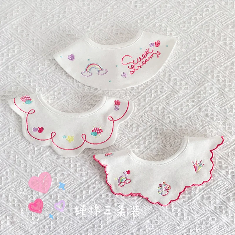 3 шт./комплект Детские хлопковые нагрудники с вышивкой| |