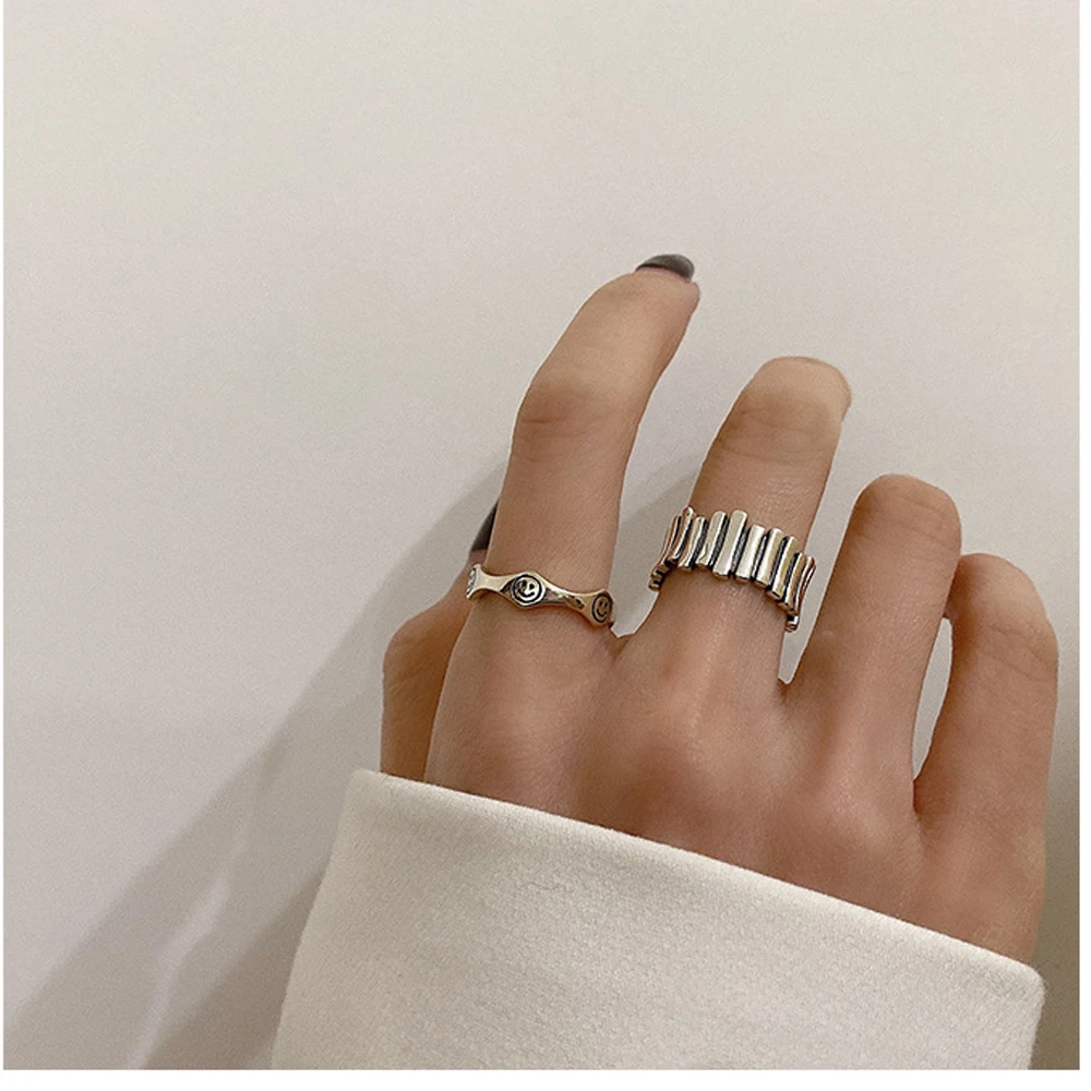 

In 2021 Sell like Hot Cakes Smiling Face Fence Finger Ring Hiphop/Rock Simple Retro Knuckle Ring Jewelry For Party Gift Rings