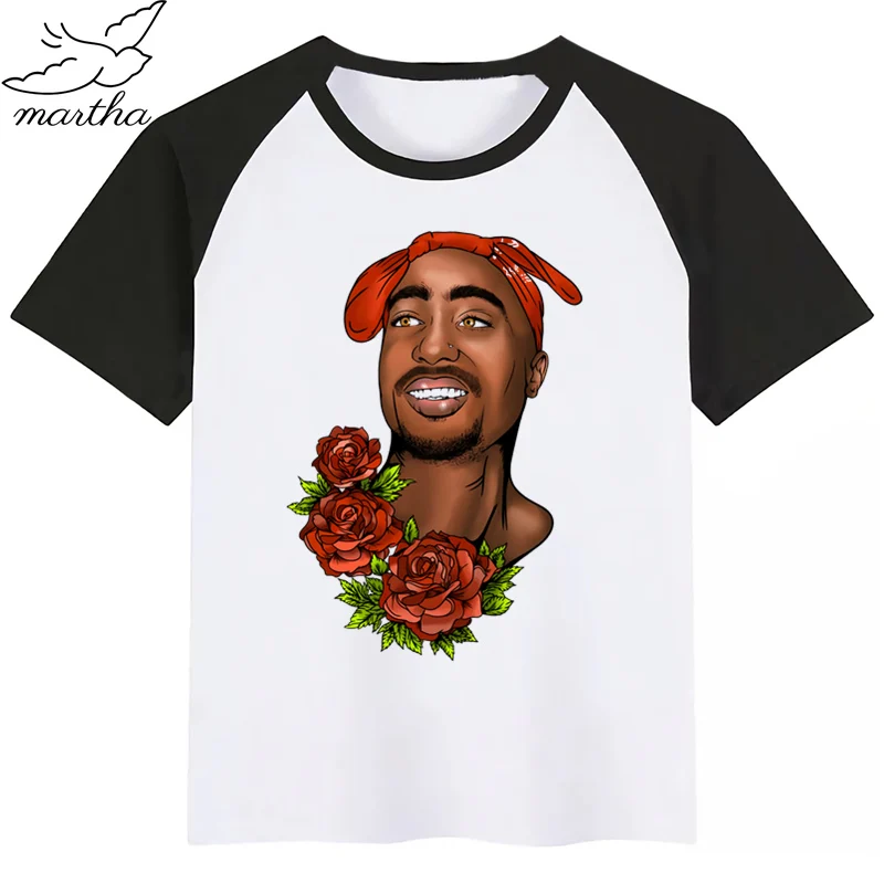 Детская футболка для девочек и мальчиков летние топы с принтом Тупак