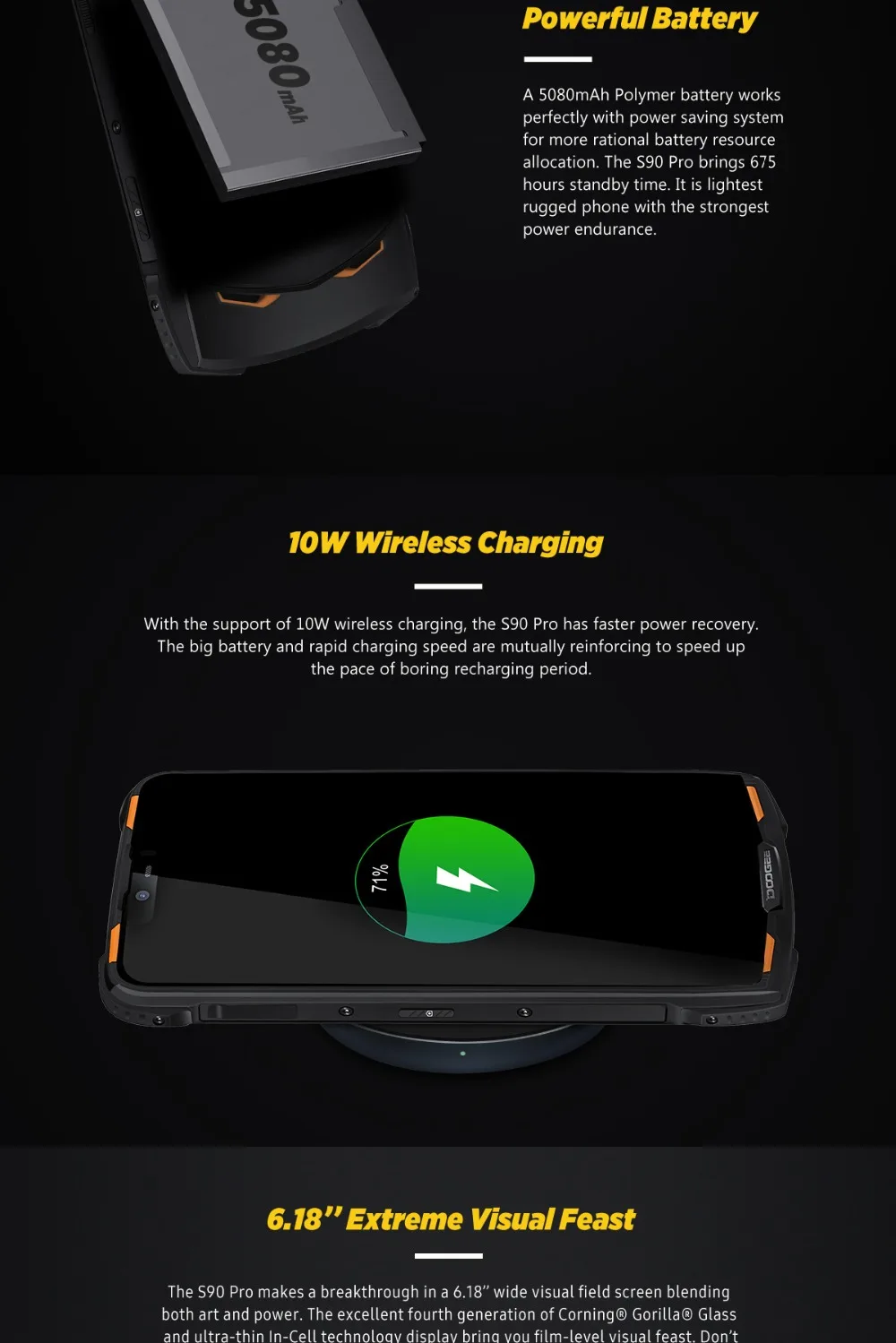 DOOGEE S90 pro 6GB 128GB мобильный телефон IP69K водонепроницаемый PTT SOS 5050mAh 6,18 ''MT6771 Восьмиядерный 16MP NFC 4G смартфон