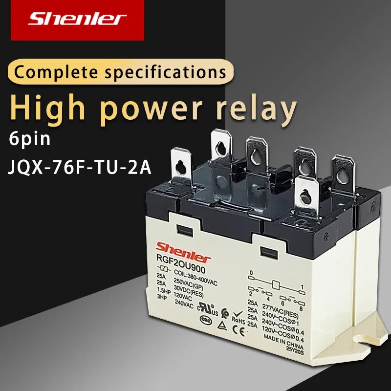 Shenler маленькое реле высокой мощности JQX-76F-TU-2A 220V 380V JQX-76F-BLD-2A 24VDC JQX-76F-BLU-2A 24VAC 380-400VAC SOKE
