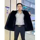 Мужская зимняя куртка с капюшоном, черная классическая деловая парка с лисьим мехом, 2021