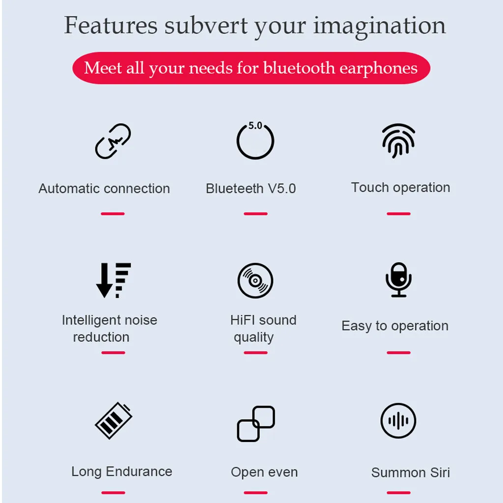 

New Style Tws Bluetooth Earphone 5.0 Wireless Hifi Sport Earphone Mic Earbuds Gaming Music Headset For Xiaomi Samsung Huawei