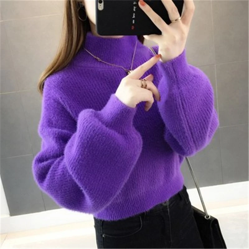 Женские зимние свитера для офиса и отдыха утолщенная теплая вязаная одежда из