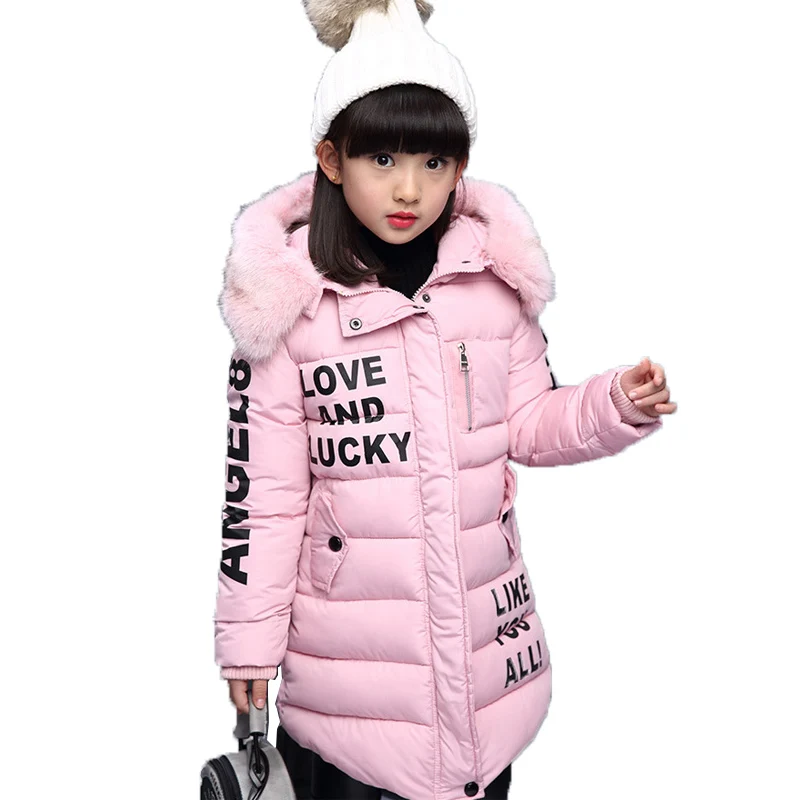 Pink Зимняя куртка с хлопковой подкладкой г. Модное толстое теплое пальто с капюшоном для девочек верхняя одежда в Корейском стиле для детей от 4 до 12 лет одежда для детей - Color: Pink