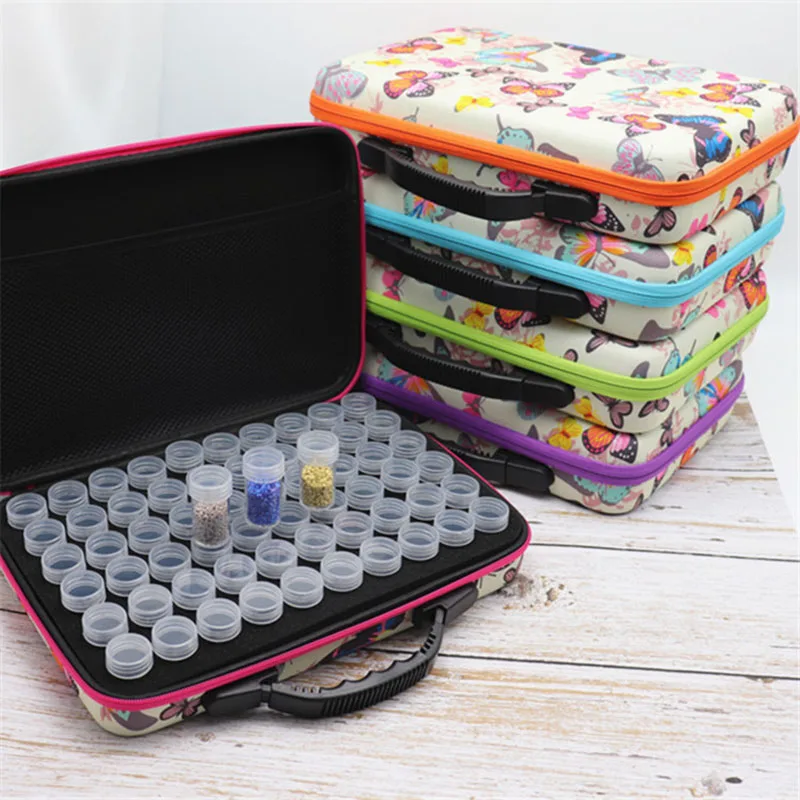 

New 60 bottles of diamond painting accessories container storage bag box suitcase 5D butterfly diamond embroidery tool handbag