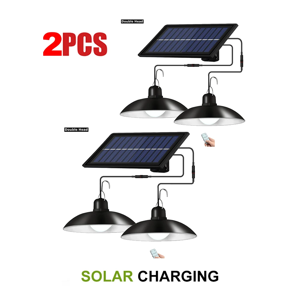 

2pcs Retro Lampshade Outdor Solar Lamp Split 5M Extension 3 Heads Rotating Wall Lamp Waterproof For Garden Décor Garage Street L