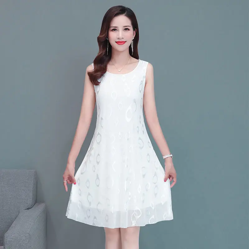 

Sleeveless bottoming shirt bottoming skirt summer plus size women's dress loose and thin mid-length vest skirt