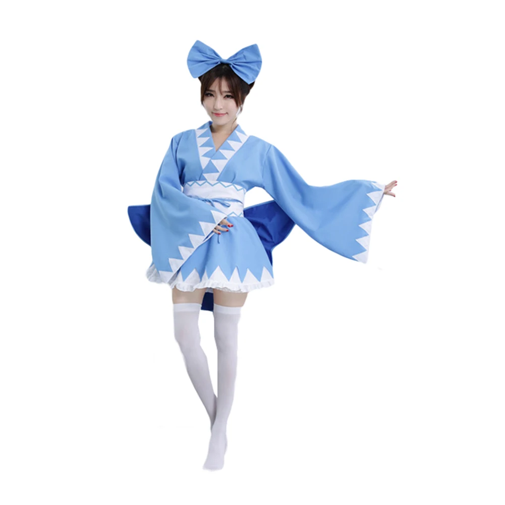 Brdwn Touhou Project Girls Cirno косплей костюм кимоно халат фартук платье |