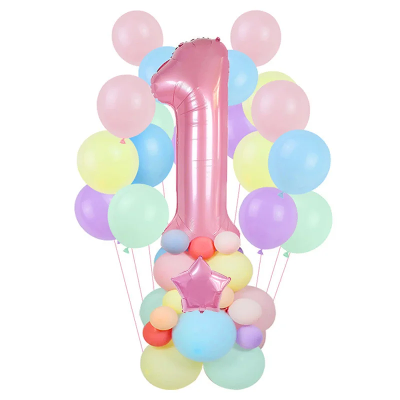 

Birthday party decoration balloon pink 1 2 3 4 5 6 7 8 9th birthday balloon macaron latex balloon baby shower party